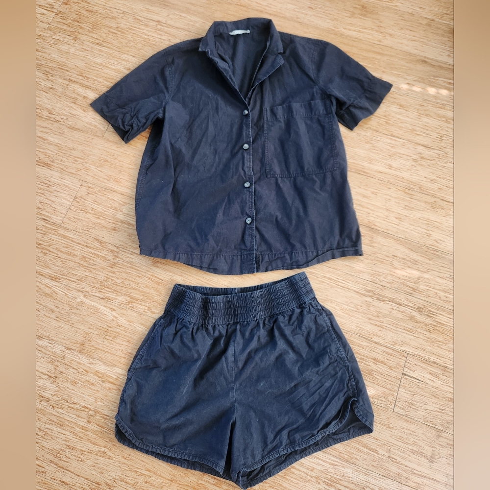 Everlane Navy Short Sleeve Set